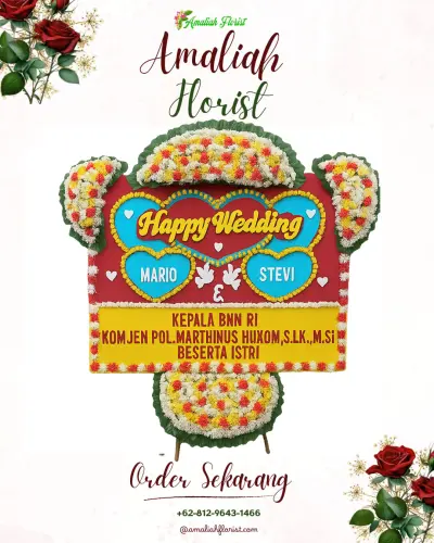 Karangan Papan Bunga Pernikahan di Makassar